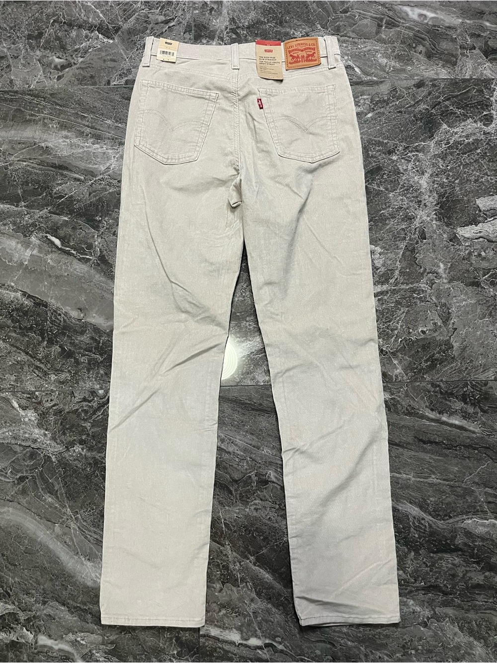 Levi's 724 Womens High Rise Straight Corduroy Pants Chateau Beige Gray NWT 30x32